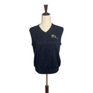 Andrew Rohan black sweater logo vest "dfcu financial" women's size medium